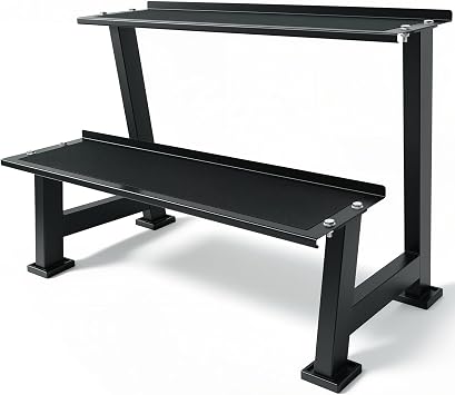 Kettlebell Storage Rack, 2-Tier Dumbbell and Kettlebell Rack for Home Gym Storage, Black Steel Construction, 39 x 18.5 x 25 Inches