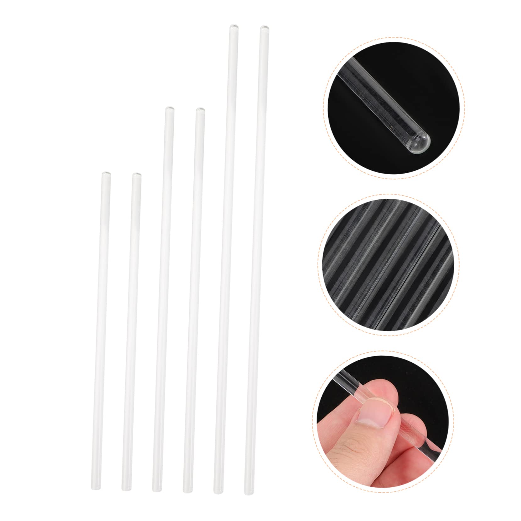 NAMOARLY 6pcs Glass Stirring Rod Science Stir Rod Experimental Stir Sticks Laboratory Stirring Sticks Kitchen Stirring Sticks Stir Sticks for Science Laboratory Stir Sticks Glases re-usable