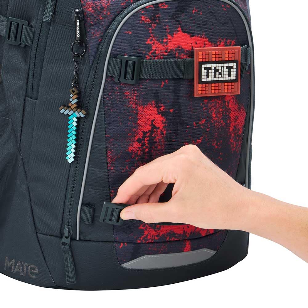 coocazoo MATE Schulranzen-Set 3tlg für Mädchen und Jungen ab der 4. Klasse mit Rucksack. Schlamperetui und Sportbeutel (Broken Black)