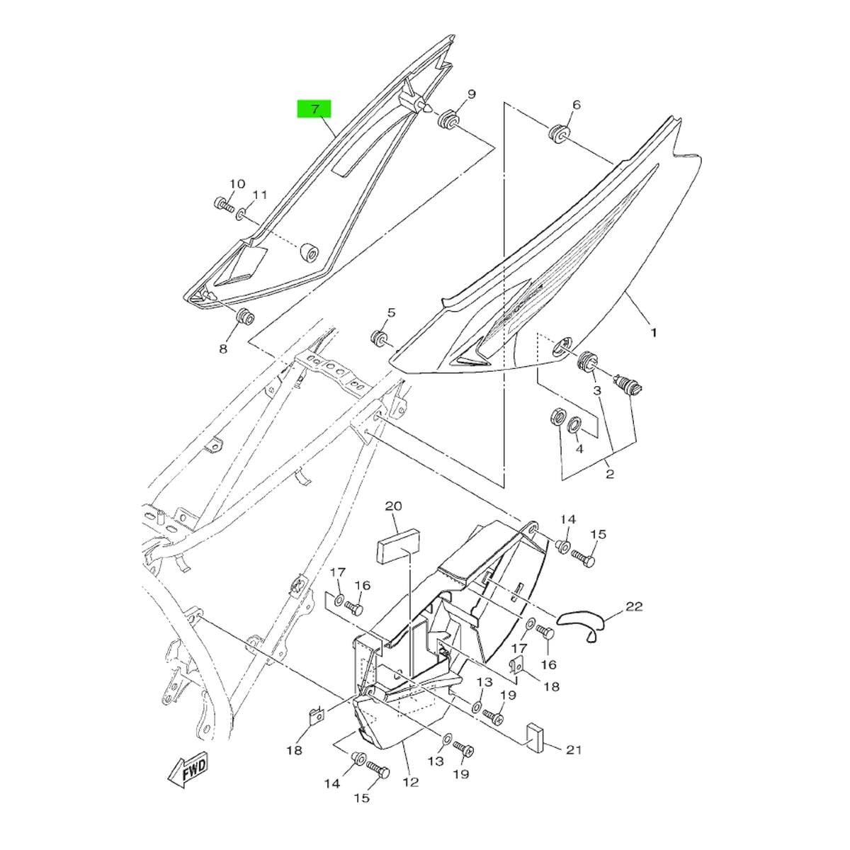 Amazon | ヤマハ純正 XTZ125 サイドカバー2 右 ホワイト 1SB-W2172-01