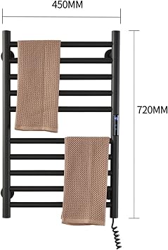 Electric Heated Towel Rack for Bathroom, Wall Mounted Towel Warmer, 10 Stainless Steel Bars Drying Rack,Towel Heater Rack,with Timer and Smart Temperature Control,Hardwired,Plug in