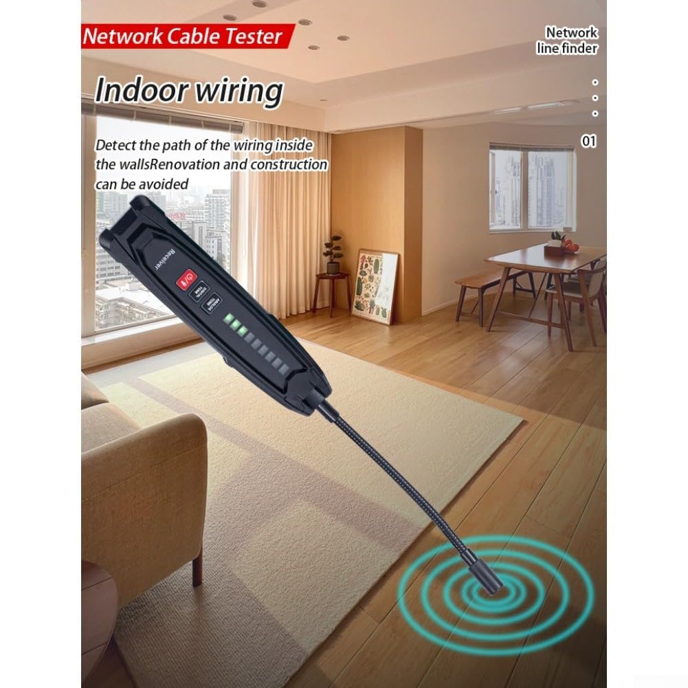 Detector de cables para rastreo de cables enterrados profundos de 2 m, material ABS con modos digitales analógicos duales y sonda flexible, para renovación de electricistas y mantenimiento de