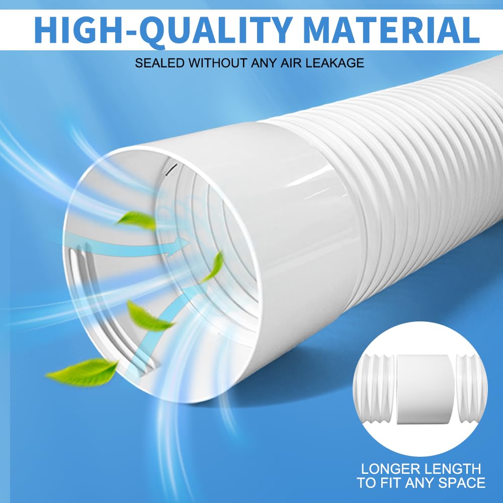 Klimaanlage Abluftschlauch mit Adapter,1.5m Klima Abluftschlauch,PVC Abluftrohr,Ø150mm Klimaanlage Verlängerungsschlauch,für Abluftventilator,Abzugshaube,Belüftungssystem,Badezimmer,Küche