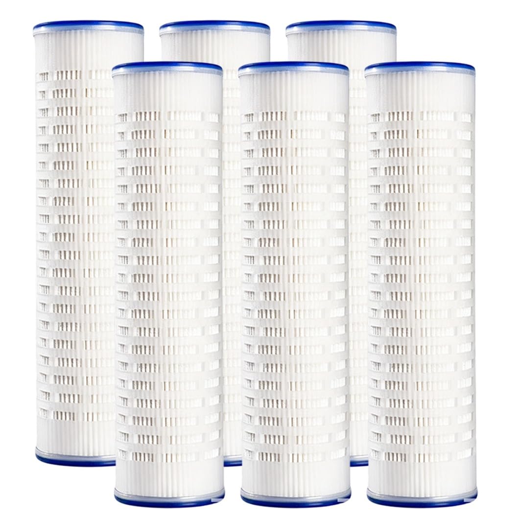 Paquete De 6 Filtro Plisado Compuesto De Polipropileno De 10x2,5" De 0,1 Μm, Vida Útil Extendida, De Grado Alimentario, Para Toda La Casa, Sistemas Comerciales Y RO