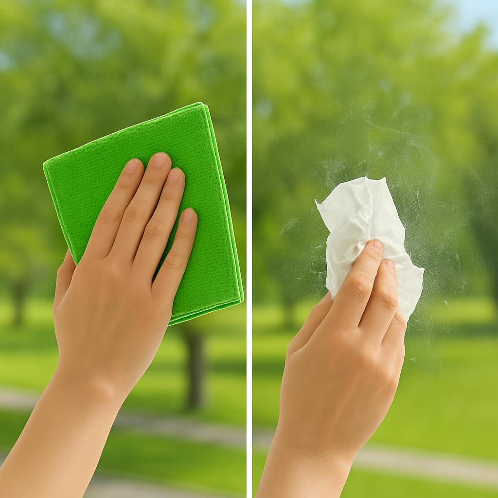 Sanjoma Paño de Microfibra Multiusos, 40x38 cm, Verde, 320 g/m² | No desprenden Pelusas ni Dejan Huellas | Ideales para secar cristalerías y vajillas delicadas | Resisten 300 Lavados (150)