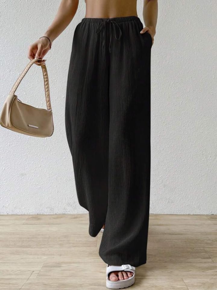 Image of GRECIILOOKS High Waist Trousers for Women - Flared Korean Style Formal Pants | Elegant Workwear for Office, College & Events (Available in Plus Size)