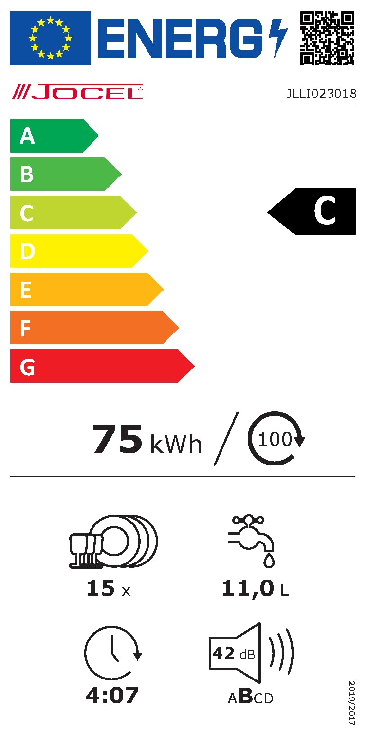 Lavavajillas Jocel JLLI023018, Servicio de 15 cubiertos, 6 Programas, Potencia resistencia 1850W