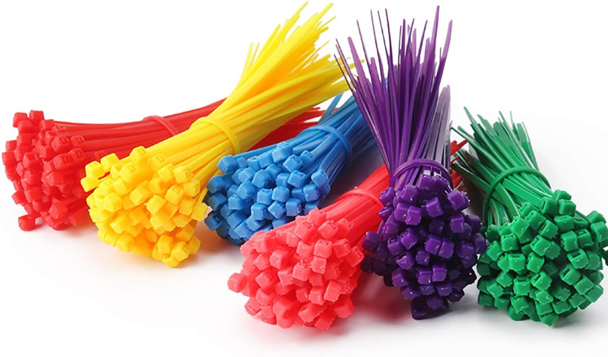 Small 4 inch Multicolor [Zip Cable Tie]s 480pcs Assorted Color for Marking Chickens Legs or Deco Mesh Wreath Supplies Pink,Red, Purple, Yellow, Blue,Green