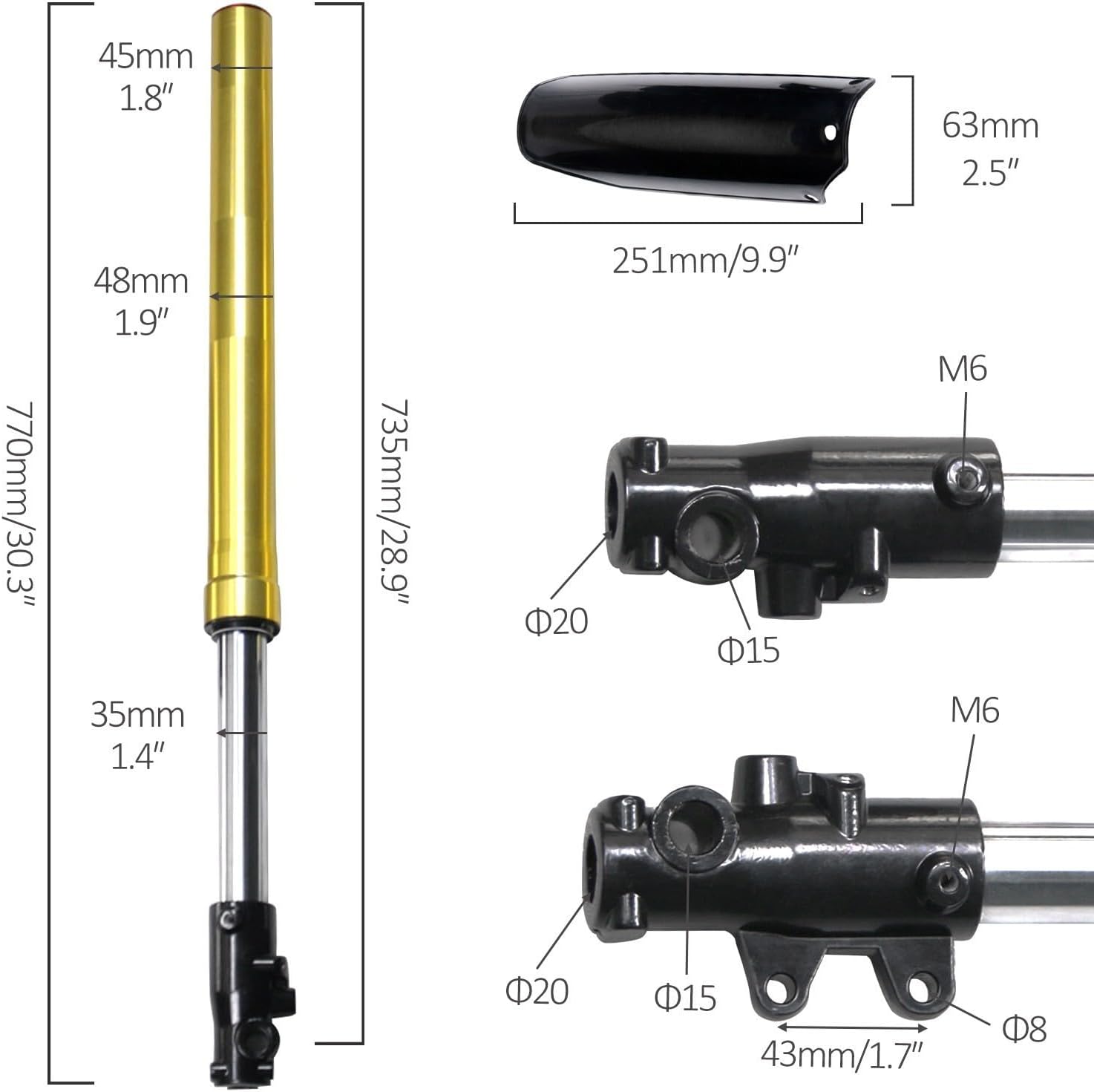 Complete Front End Assembly for Pit Bike: 70/100-17 Wheel, Tire, Disc Brake & Forks Triple | Compatible with CRF70, CRF110 & 125cc Dirt Bikes | Ready-to-Install Kit