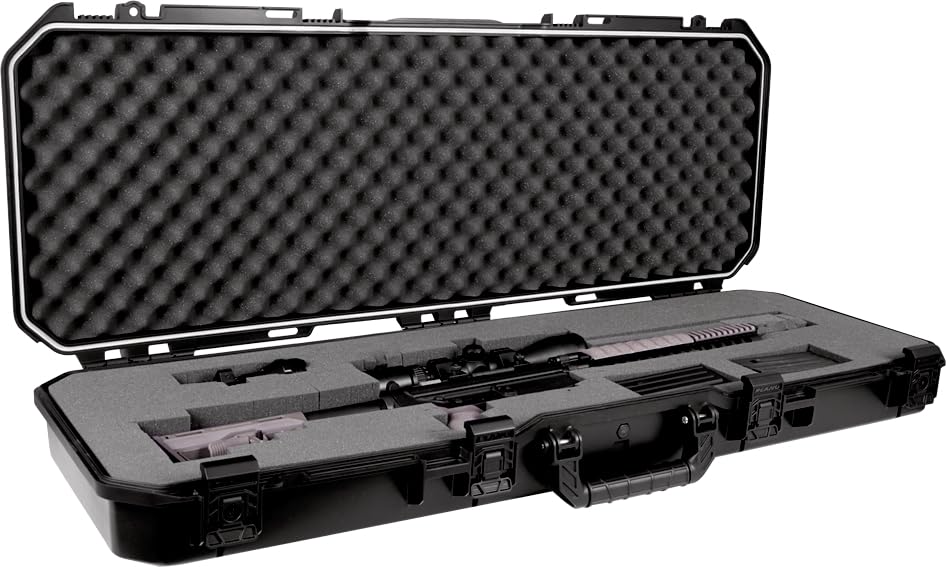 Plano All Weather 42” Tactical Gun Case with Wheels, Black with Pluck-to-Fit Foam, Watertight & Dust-Proof Shield Protection, TSA Airline Approved for Travel