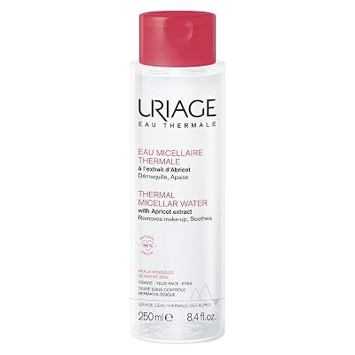 Uriage Thermal Micellar Water For Sensitive Skin |Makeup Remover for Face & Eyes 3-In-1 |Cleanses, Removes Makeup & Soot
