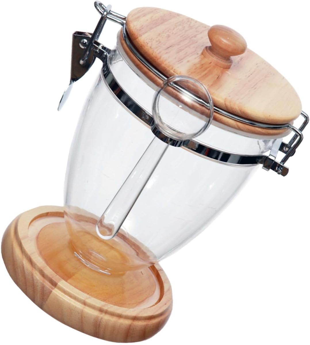 ARTIBETTER Airtight Glass Coffee Beans Storage Container with Oak Lid, Small 12.8x19cm Sealed Canister for Coffee Powder and Sugar, Kitchen Countertop Food Jar for Daily Use