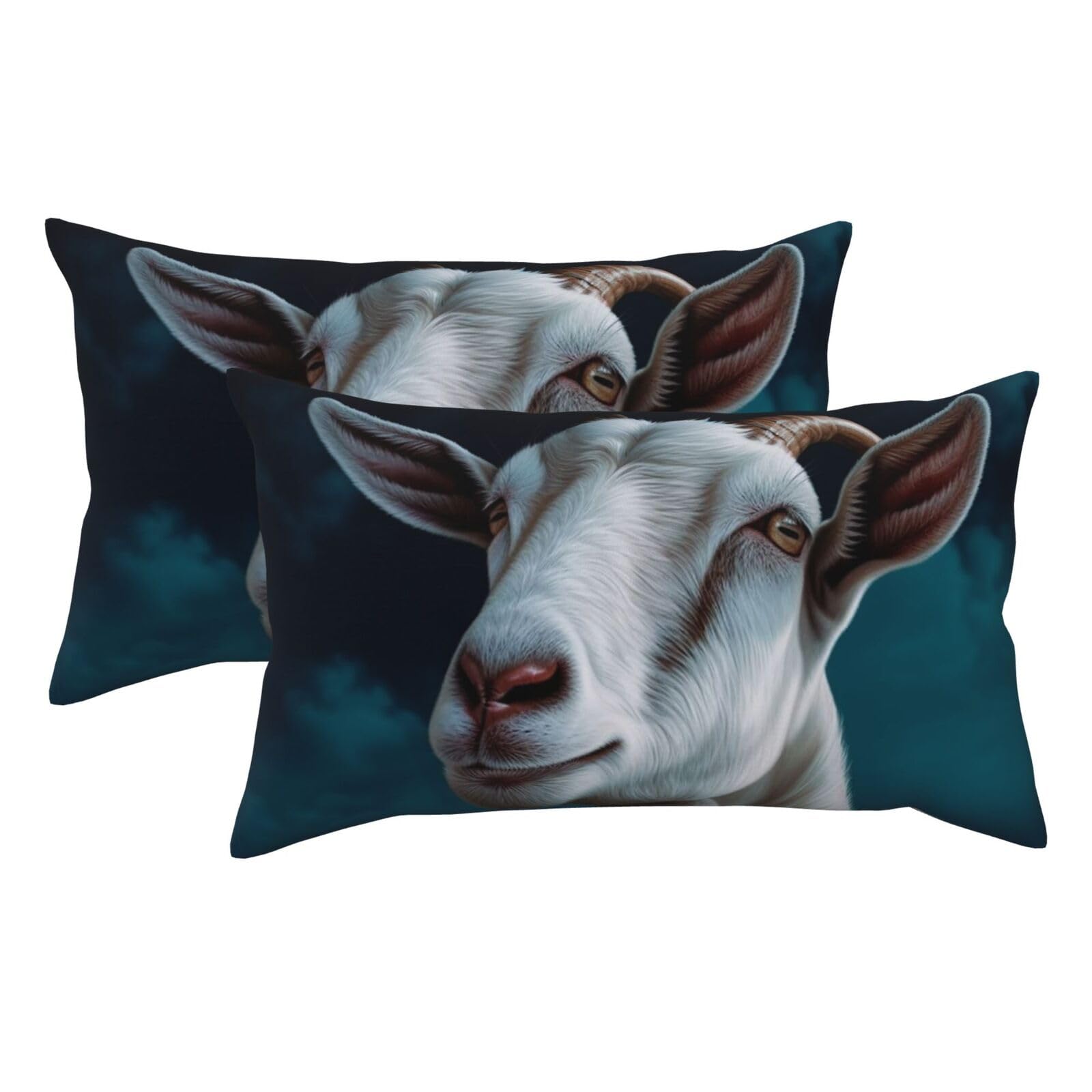 2 Pack King Pillow Cases with Hidden Zipper, Soft Breathable Pillow Covers for Hair and Skin, Goat Pillowcases 20"x36" Bed Pillow Protectors Cover for Sleeping Gifts