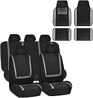 Vista 12 de FH Group Cubiertas únicas para asientos de tela plana con alfombras de piso de primera calidad - Se adaptan a la mayoría de autos, camiones, SUV