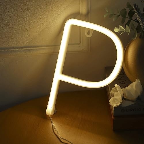 Miniatura 3 de Letrero con luces LED de neón, luces de neón decorativas para pared, color blanco cálido, rosa, azul, letras del alfabeto, de la A a la Z y 0 a 9