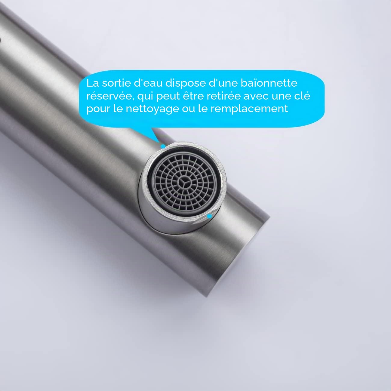 ONECE Robinet de Cuisine Brossé avec Douchette Extractible, Pivotant à 150° | Mitigeur pour Evier, Robinetterie en Acier Inoxydable, Aérateur Démontable, Robinet Eau Froide et Chaude