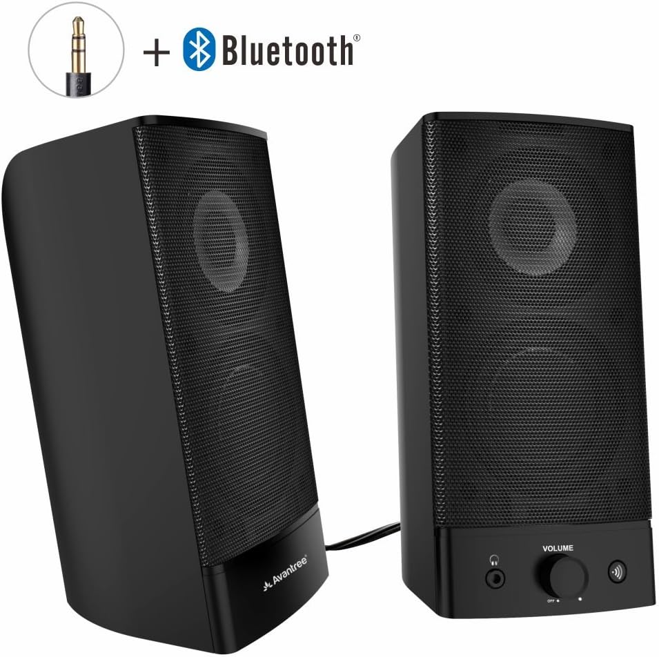 Avantree HIGH Clarity 10W Bluetooth Computer Speakers, Wireless & Wired Stereo, AC Powered, Volume Adjustment, 3.5mm / RCA Multimedia Speakers for PC, Desktop, Laptop, Mac, TV - SP750
