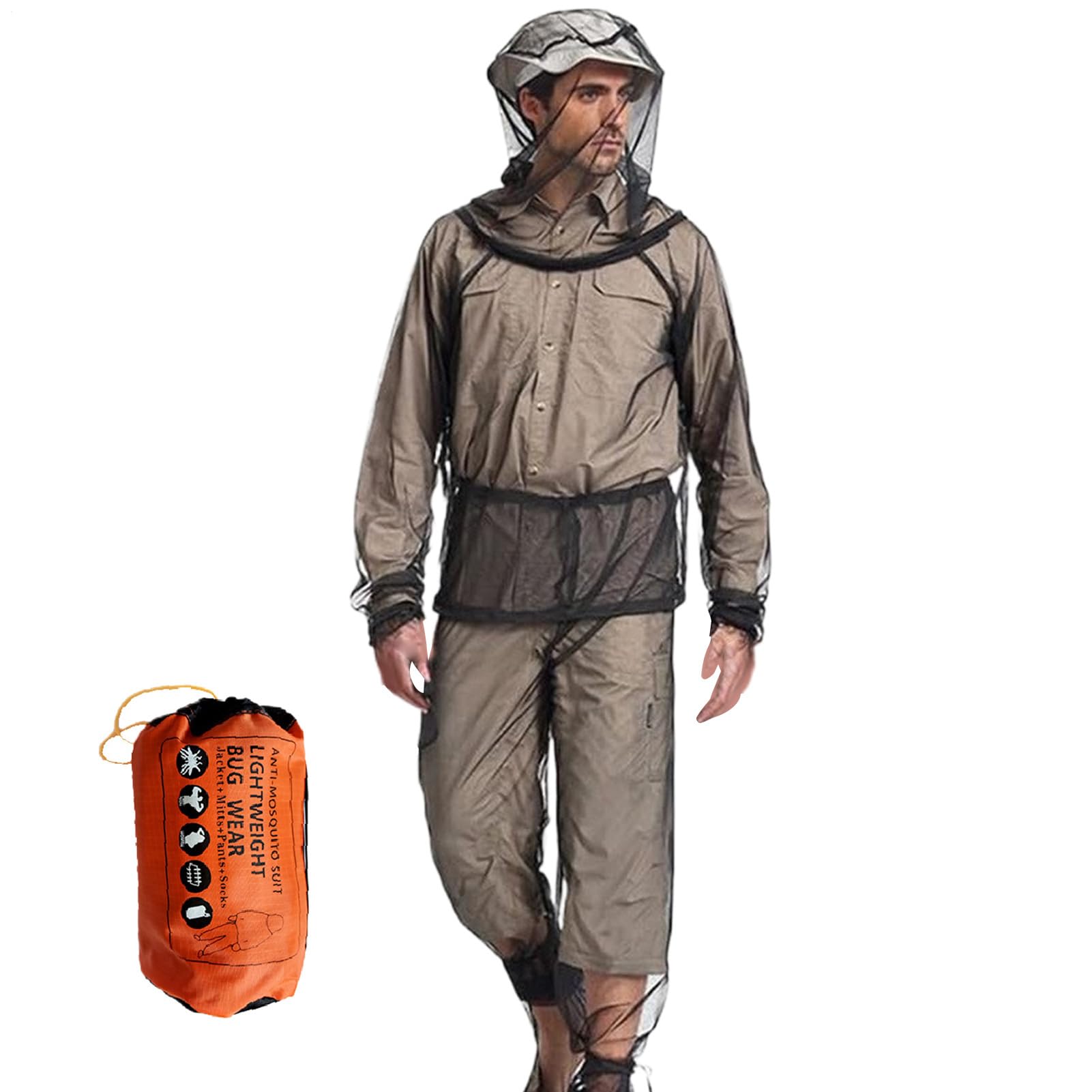 Fly Net Clothing | Tuta Completa in Rete Antinsetto - Maglia Leggera Traspirante con Borsa Trasporto per Zaino Trekking Campeggio Arrampicata