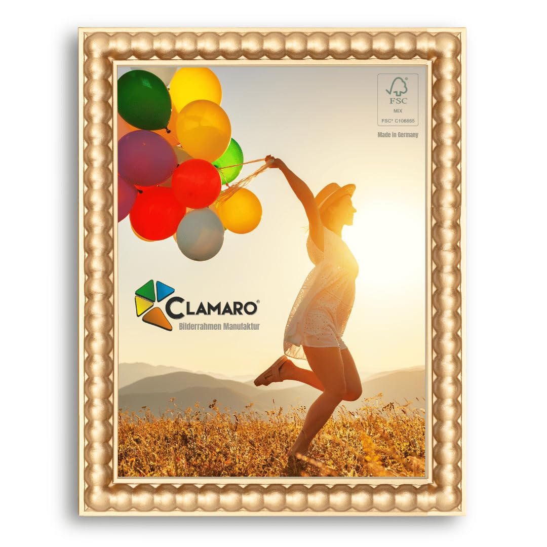 CLAMARO "BUBBLE" 25 x 45 bubble ball design photo frame | gold | handmade MDF photo frame with acrylic glass | photo frame for example pictures, posters