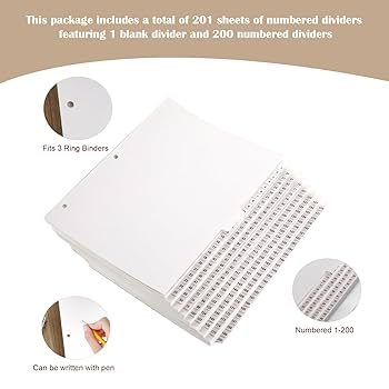 Amazon | Yeaqee 番号付きタブ 3リングバインダー用 レター