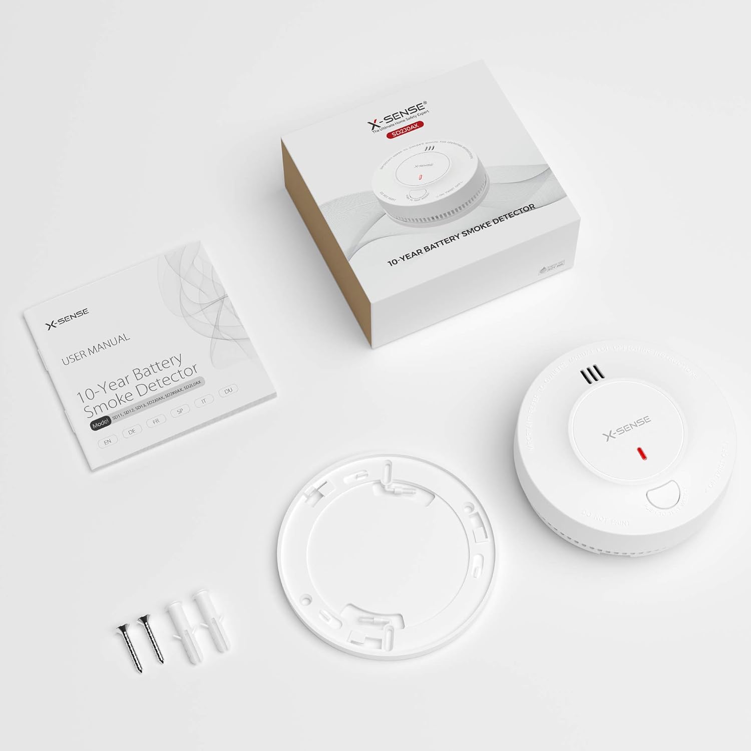 X-Sense 10-Year Battery Smoke Detector, Fire Smoke Alarm with LED Indicator & Silence Button, SD2J0AX, Pack of 1 - - 