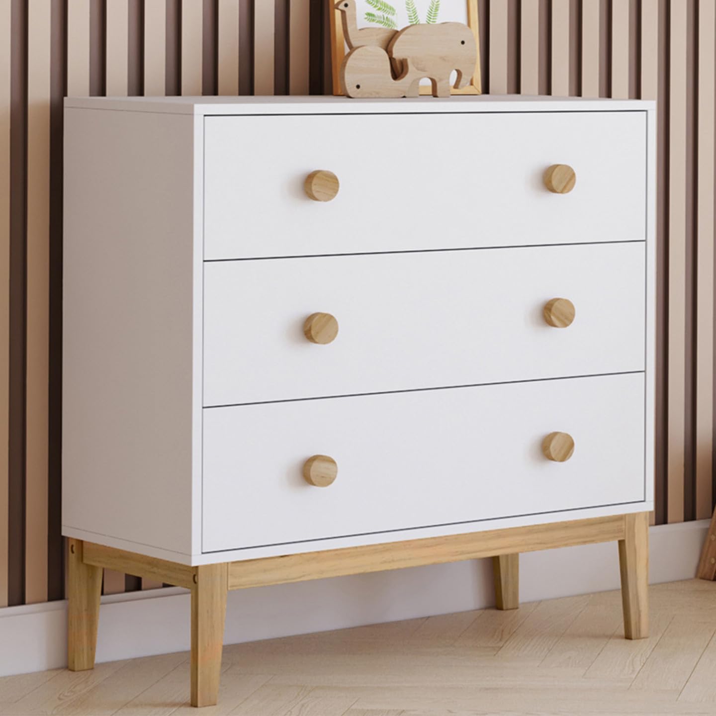 IDMarket - Commode 3 tiroirs Jacob 80 cm Enfant Blanc et Bois