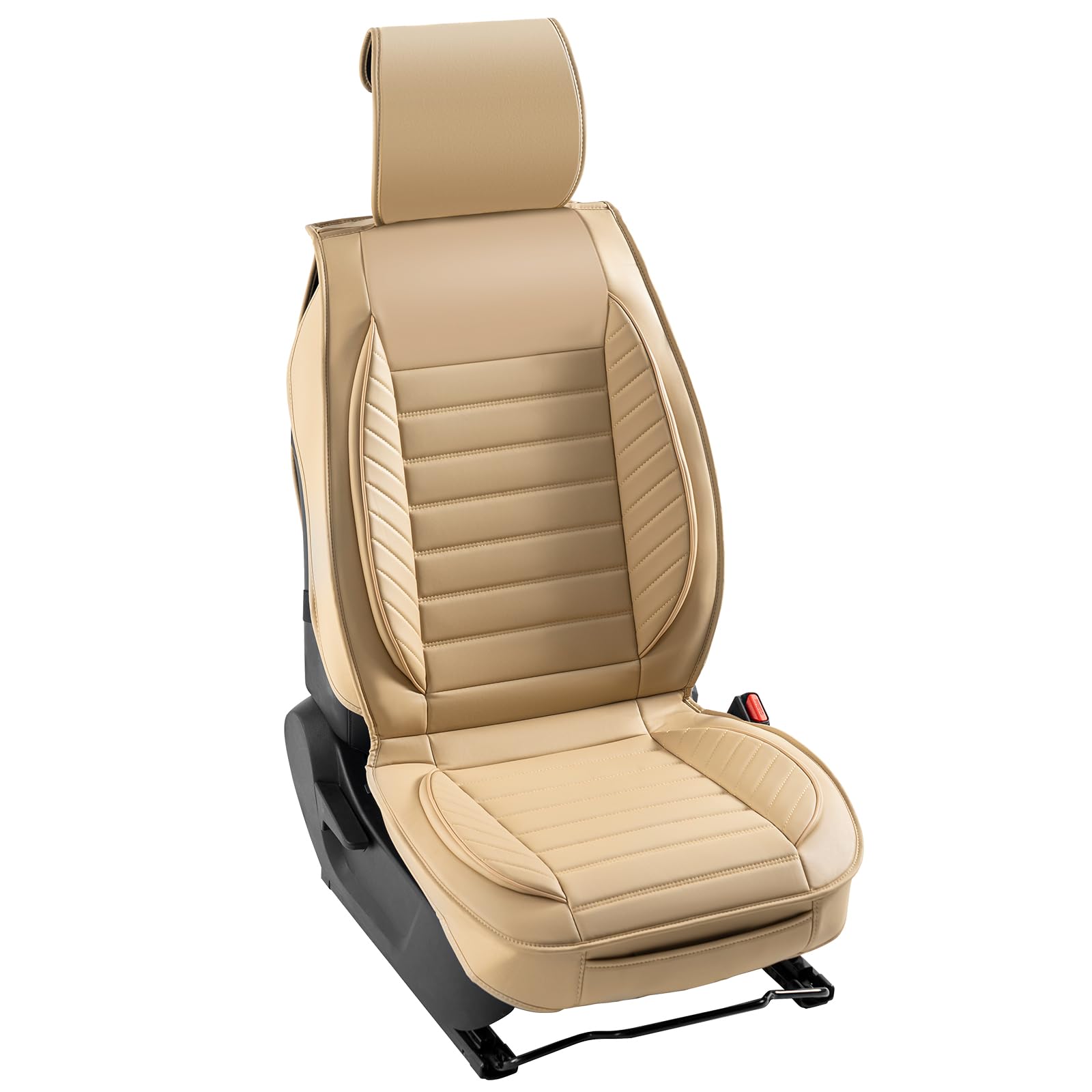 VEVOR Housses de siège de voiture universelles pour sièges avant, 2 pcs, housse de siège en simili-cuir, conception entièrement fermée, appuie-tête détachable, airbag, pour voitures SUV camions, beige