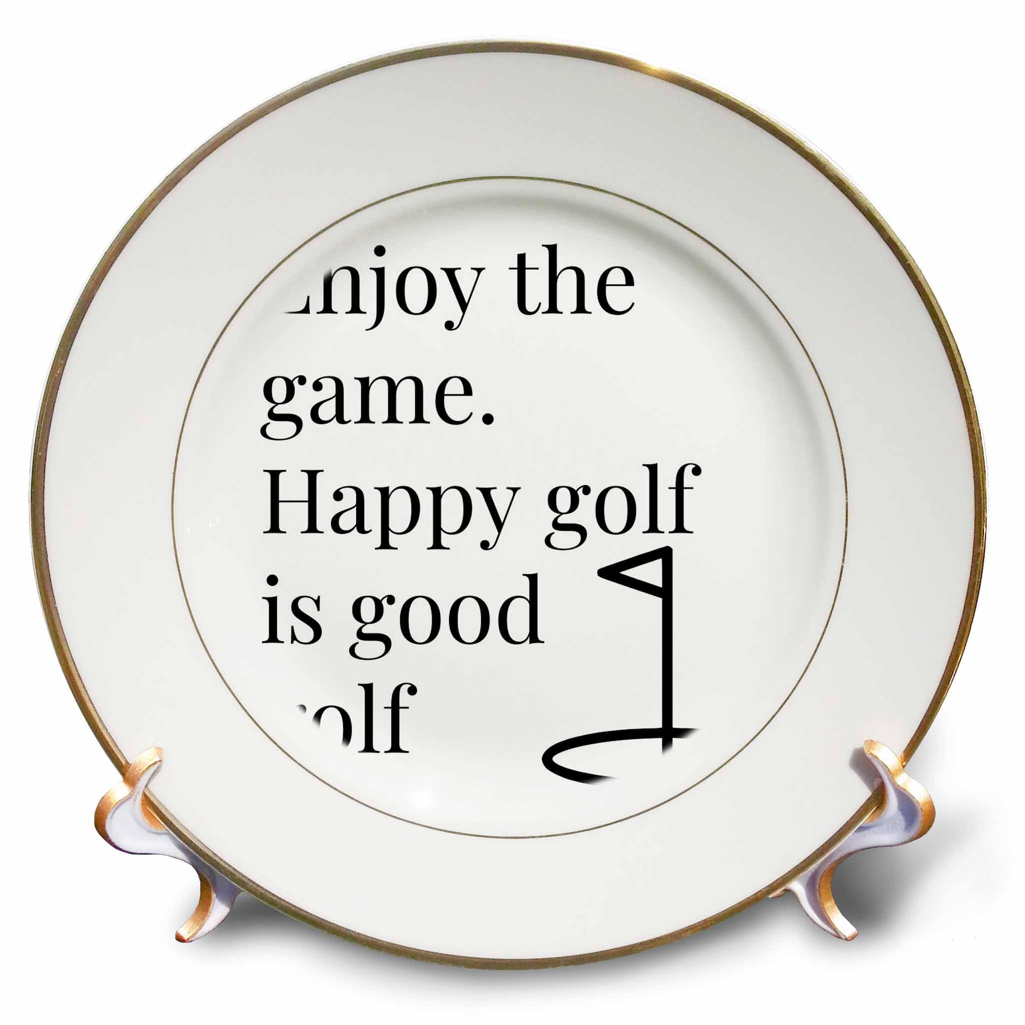 3dRose 8 inch Porcelain Plate - Text of Enjoy The Game Happy Golf is Good Golf Mary Aikeen- Sports