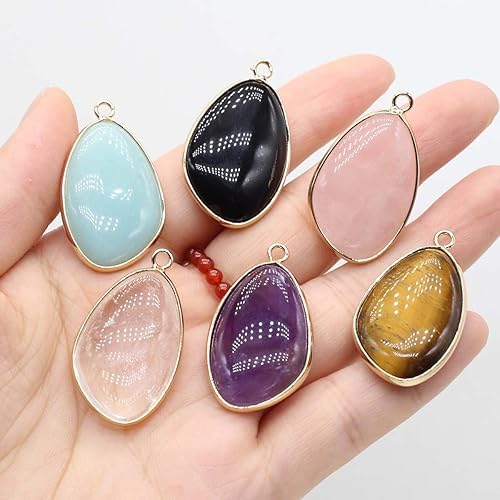 Miniatura 2 de LE SKY 5 colgantes de piedra de cristal natural, forma irregular de gota de agua, exquisitos dijes de ágata de cuarzo para hacer joyas y collares,