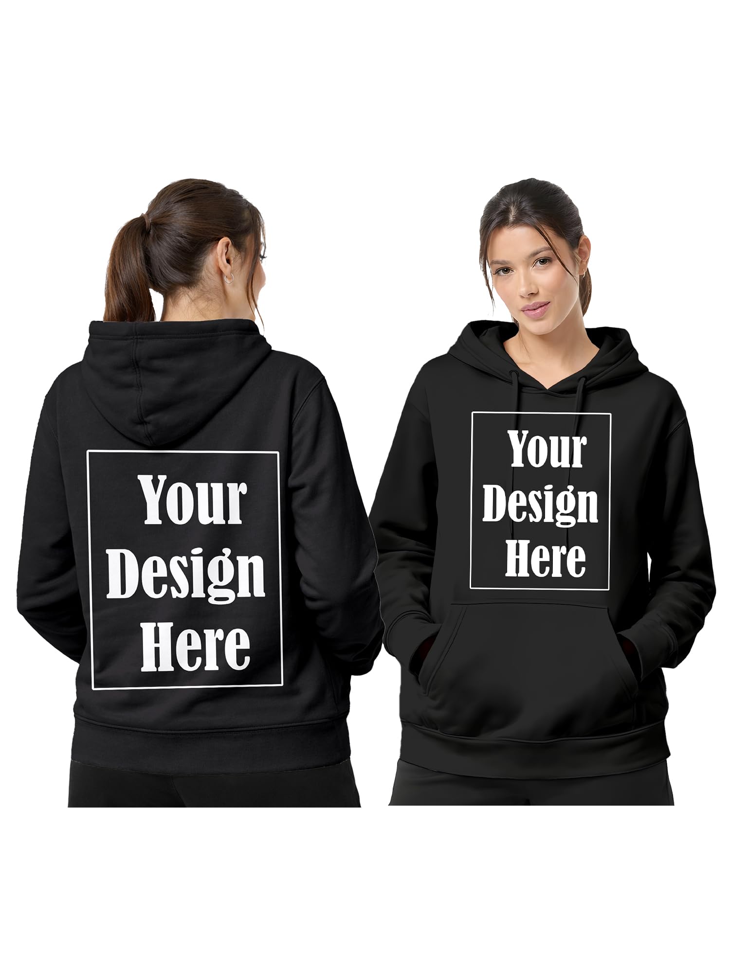 Women Custom Hoodie with Front & Back Print – Personalized Pullover Sweatshirt, Custom Text Logo Design, Fleece Hooded Hoodie for Women, Winter Casual Wear-image-44
