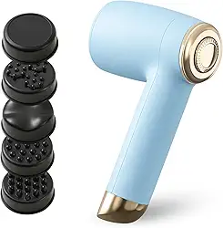 Massageador Elétrico Corporal Portátil, 5 Cabeças de Massagem, Bateria Recarregável USB-C, Alívio Muscular e Drenagem Linfática, Plástico ABS, 25W, Design Ergonômico (Azul)