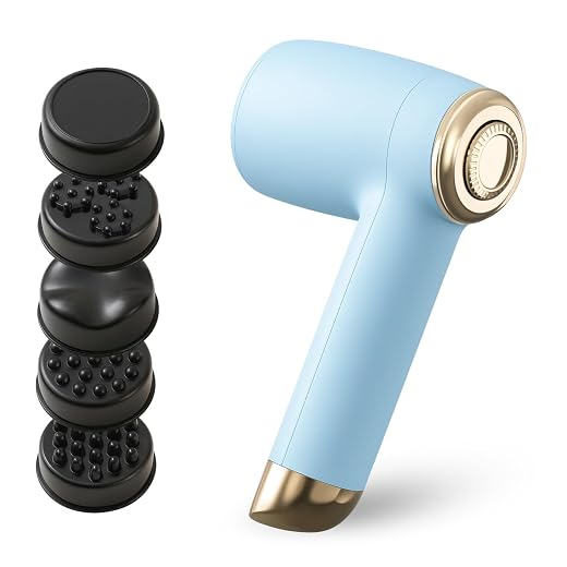 Massageador Elétrico Corporal Portátil, 5 Cabeças de Massagem, Bateria Recarregável USB-C, Alívio Muscular e Drenagem Linfática, Plástico ABS, 25W, Design Ergonômico (Azul)
