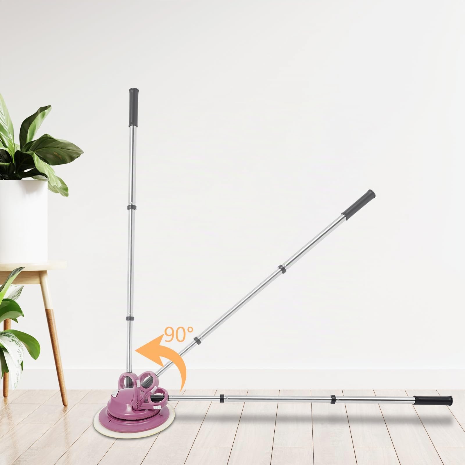 Mopa eléctrica inalámbrica con 3 modos de limpieza (encerado, seco y húmedo), limpiador de suelos multiusos con LED y mango telescópico