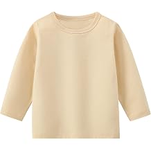 AIWUHE Toddler Long Sleeve T Shirts Cotton Soft Tshirts Boys Girls Basic Tee Undershirts Solid Color Crew Neck Tops 1-6Y