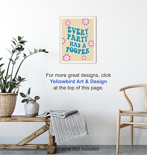 Miniatura 6 de Funny Sayings Bathroom Wall Art - 60s 70s Retro style Fun Humorous Bathroom Decor for Women - Funny Decor - Blue Restroom Accessories - Powder room