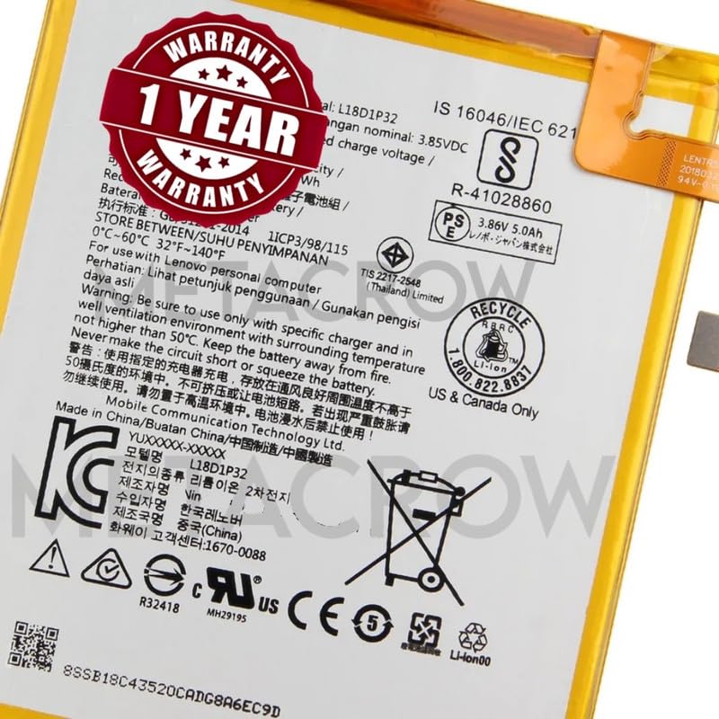 Image of Original L18D1P32 Battery Compatible for Lenovo Lenovo Tablet M10 TB-X605L, TB-X605F, TB-X605M, TB-X505X, X505F - 4850mAh - 1 Year Warranty MC11