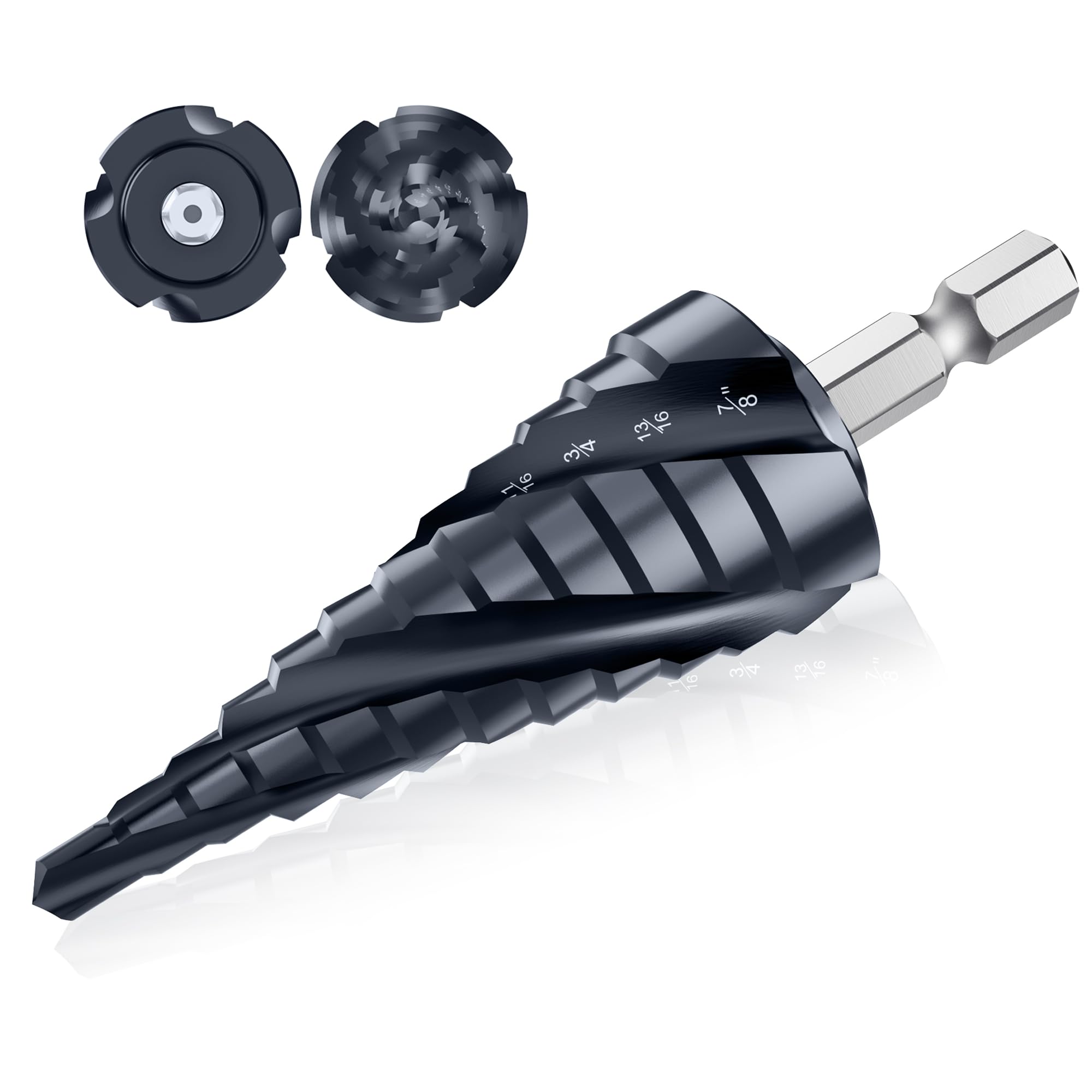 LIBRATON Four Spiral Flute Step Drill Bit, M35 Cobalt Unibit 1/8