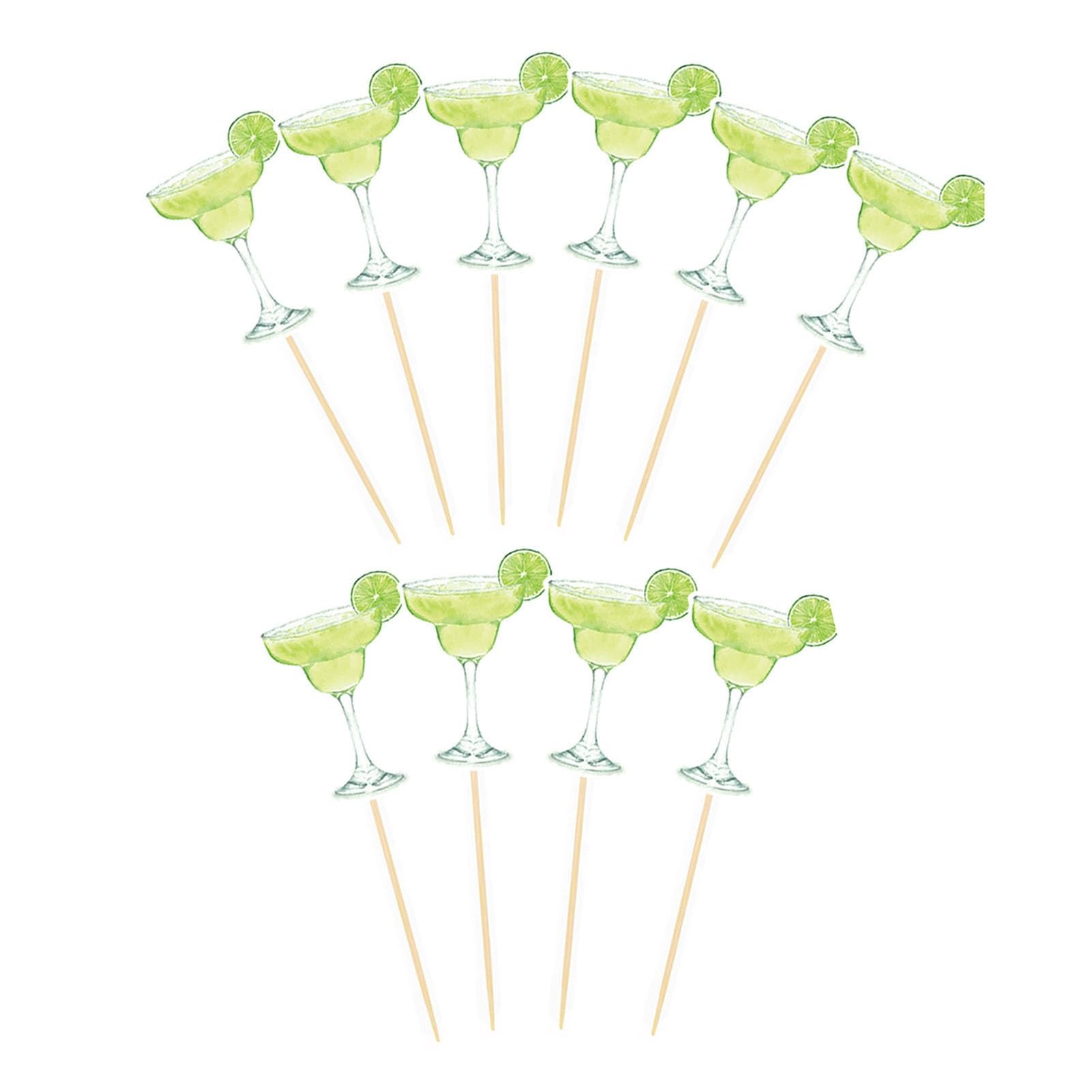 matumou 10Pcs Cocktail Straws, Margarita Drink Straws with Decoration, Disposable Fruit Picks for Cake And Party