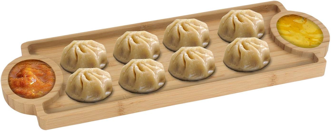 LWVAX Bamboo Tray for Serving (Wooden, 39x14 cm)