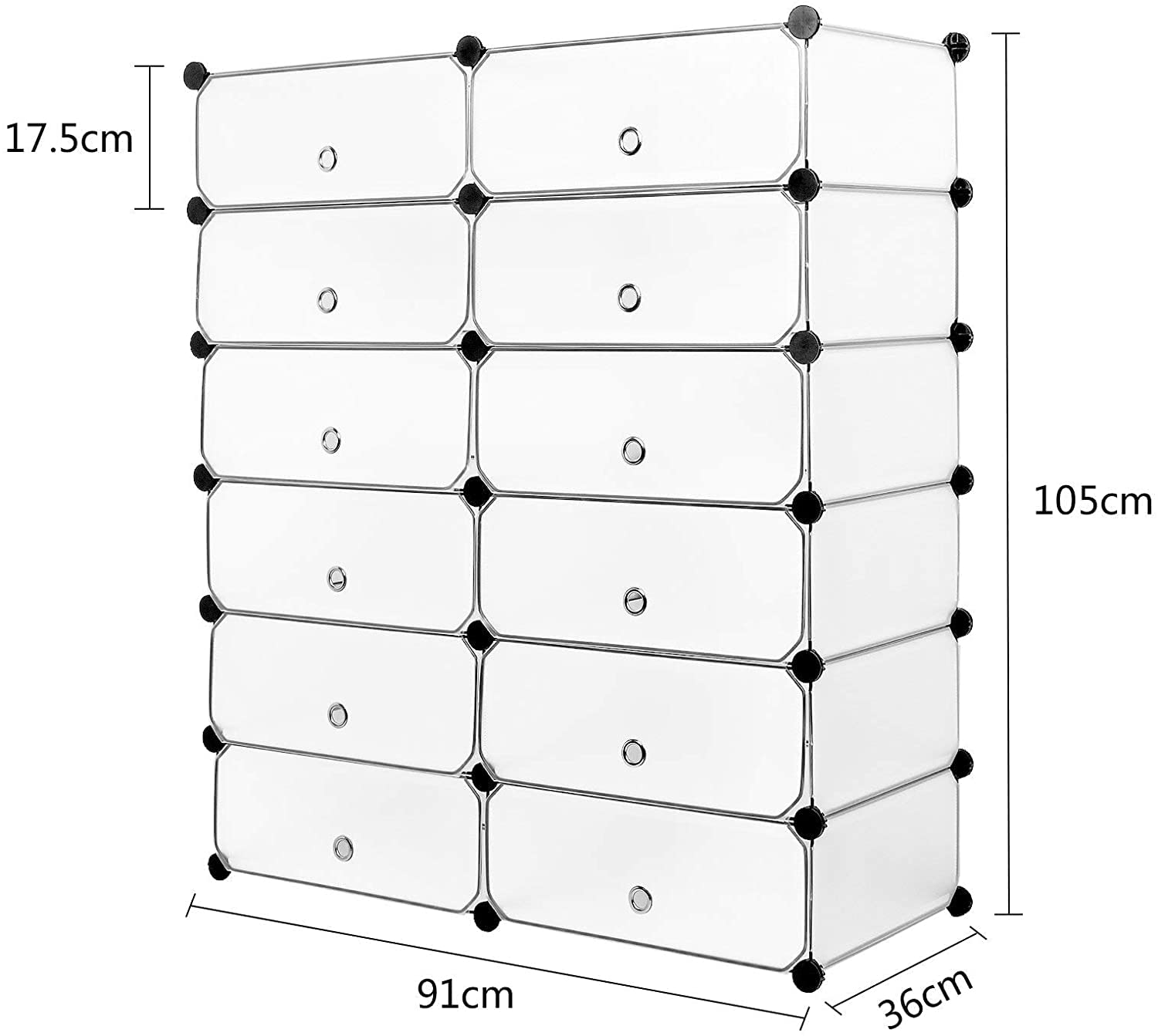 Mondeer Scarpiera Salvaspazio, Scarpiera Componibile, Scaffale Modulare con 12 Scomparti, Scaffale per Scarpe, Stivali, Pantofole, Armadio Fai da Te Mobiletto Portaoggetti, Bianco