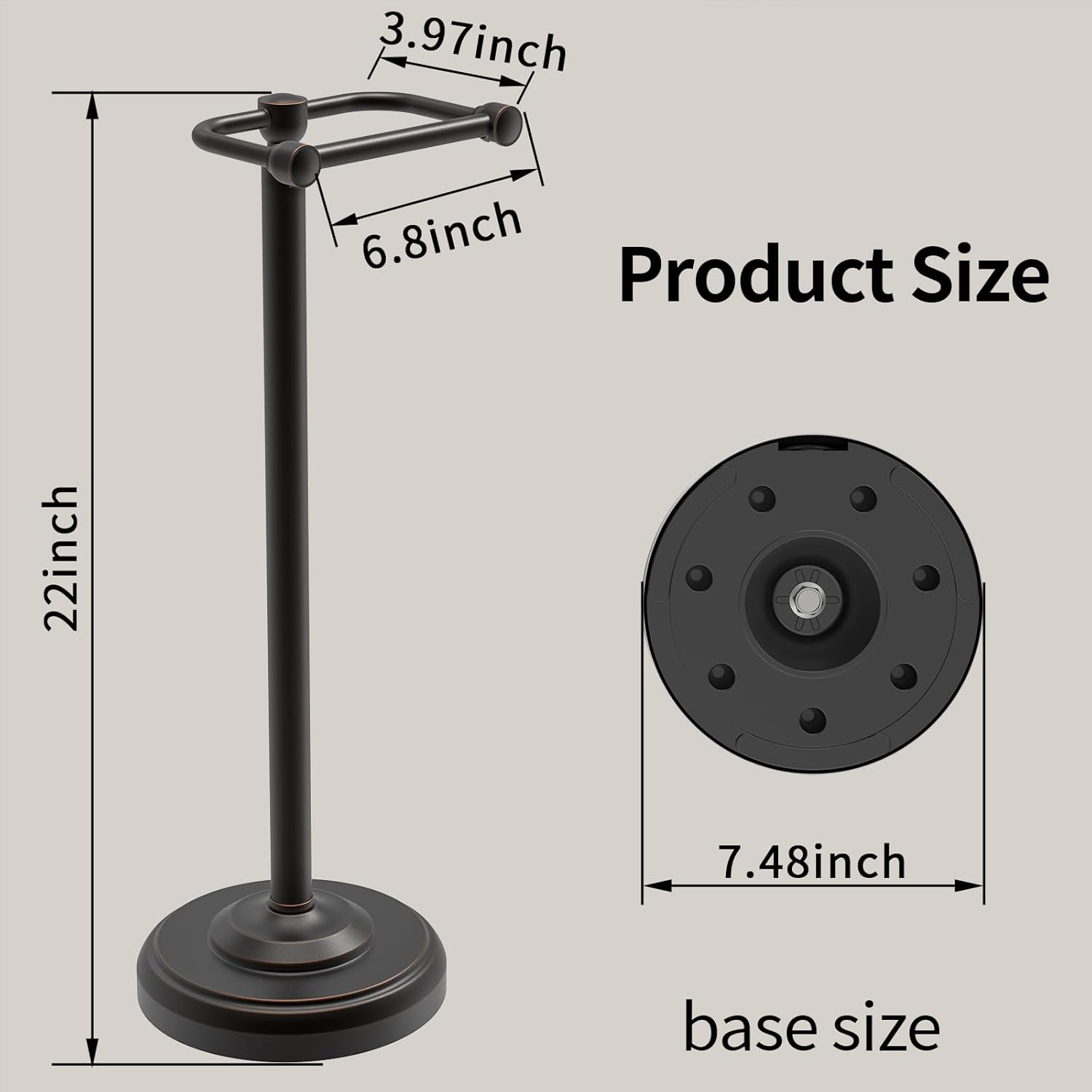 Toilet Paper Holder Stand, Freestanding Toilet Paper Holder,Farmhouse Post Pivoting Toilet Paper Stand with Stable Weighted Base,Stainless Steel Tissue Roll Holder Stand for Bathroom,Oil Rubbed Bronze