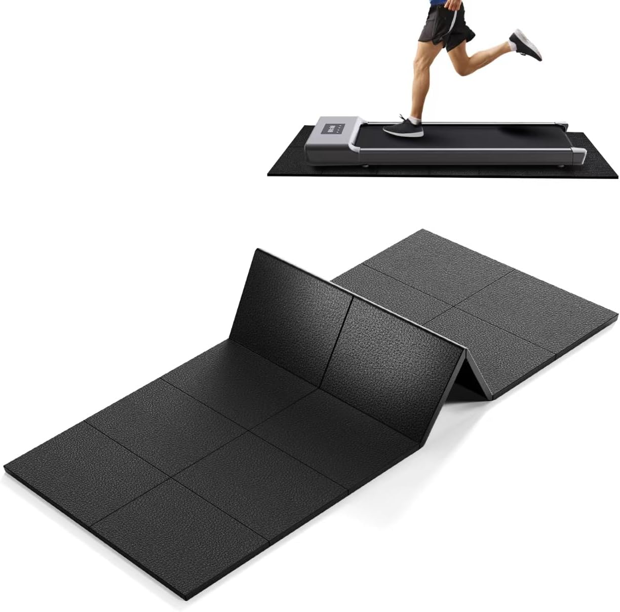 Foldable Treadmill Mat Walking Pads, Bike Exercise Equipment Mat, 1/4″ Thick, 68″x24″ Anti-Slip Waterproof Floor Protector for Carpet, Home Hardwood, Home Gyms, Workout Fitness Machines, Yoga