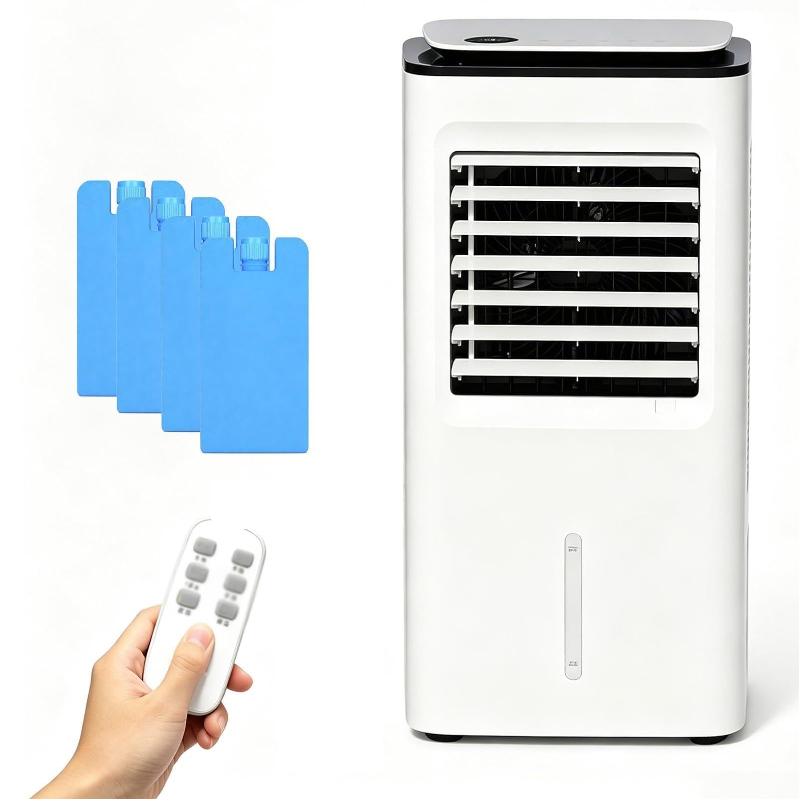 BeiJingYZ Swamp Cooler, Evaporative Air Cooler with 4 Ice Packs, Windowless Portable Air Conditioner with 15 L/4 Gal Water Tank, 24-Hour Timer, 60° Oscillation, 16x12x32 in