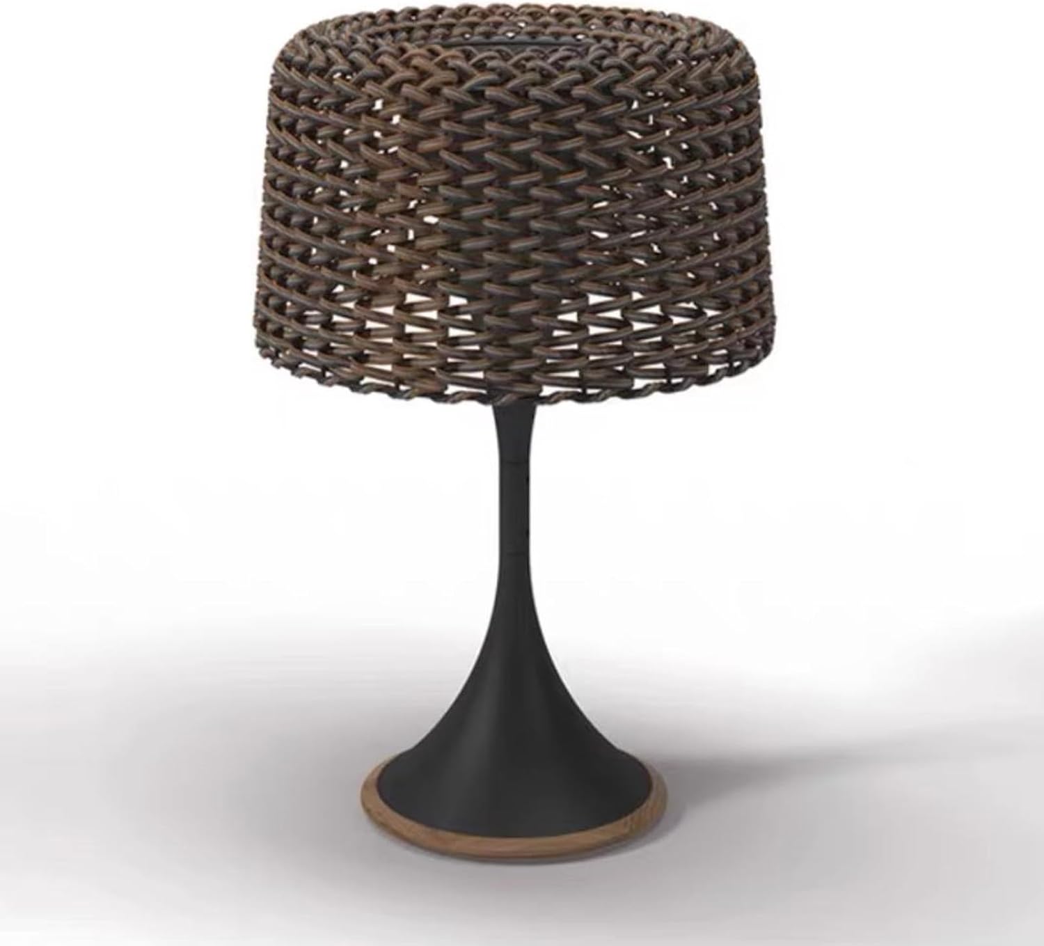 Outdoor Porch Rattan Floor Lamp, Intelligent Lighting Control, Easy to Install, Suitable for Garden Balconies(Brown,65 * 37CM)