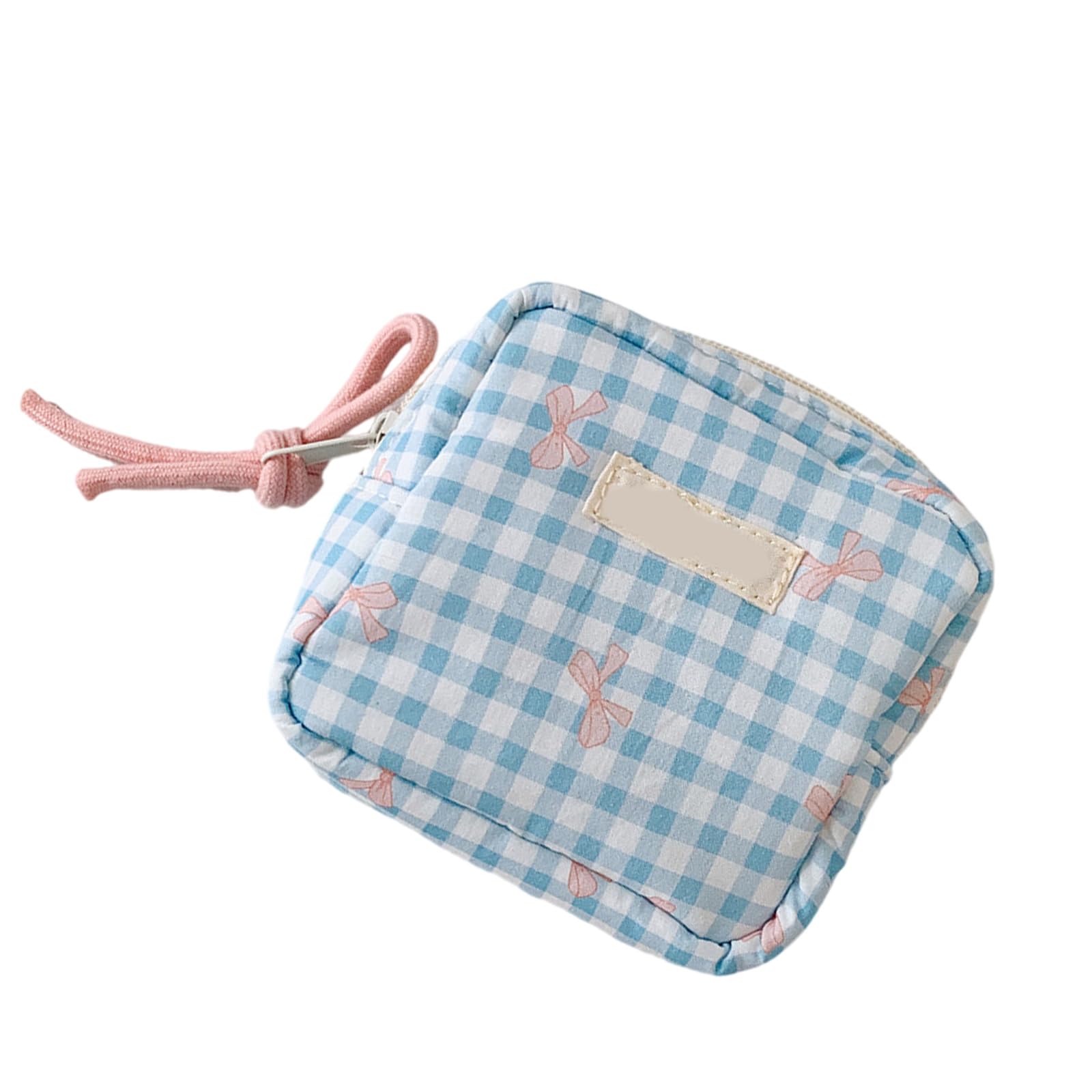 Mekalero Blue Fashionable Square Makeup Organizers Portable Cosmetic Bag With Multiple Compartments For Cosmetics Skincare Essential Checkered Waterproof Makeup Organizers