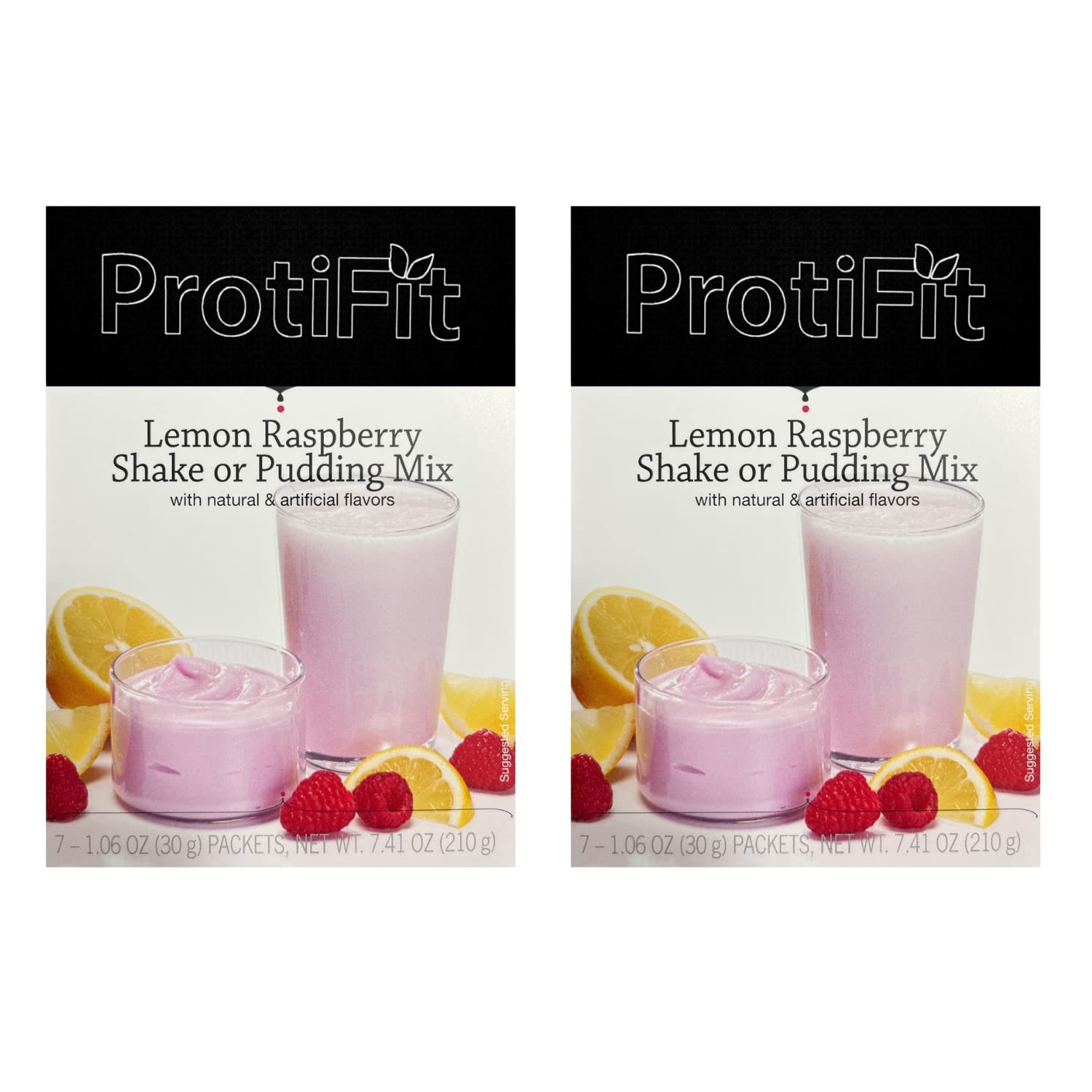 PROTIFIT - High Protein Lemon Raspberry Pudding & Shake Mix 2 Pack, 15g Protein, Low Calorie, Low Fat, Low Carb, Aspartame Free, Idea Protein Compatible, Meal Replacement, 7 Servings Per Box, (2 Pack)