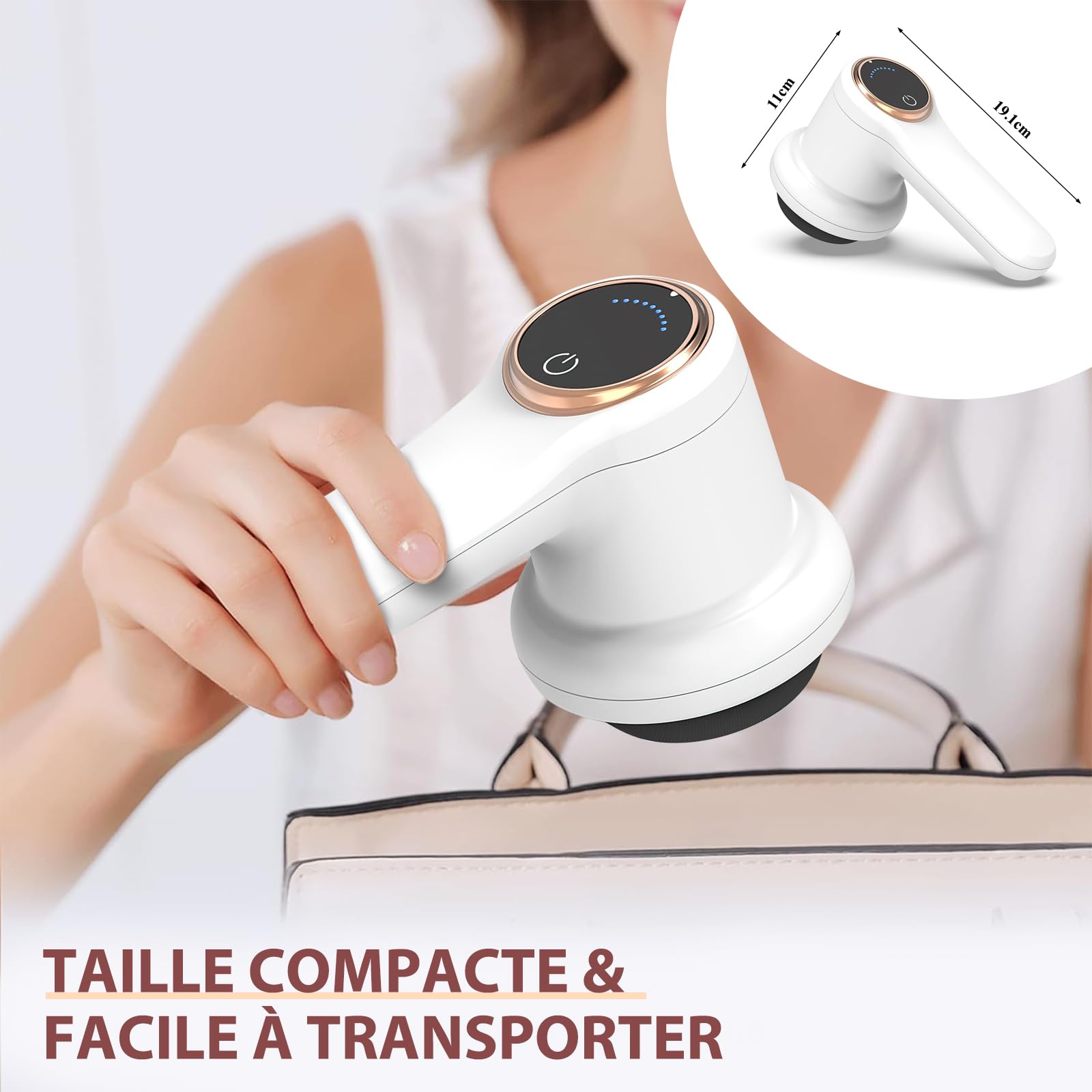 Masseur électrique cellulite anti-cellulite portable avec 8 accessoires interchangeables formes tonifiées soulage la fatigue des épaules taille abdomen fessiers jambes