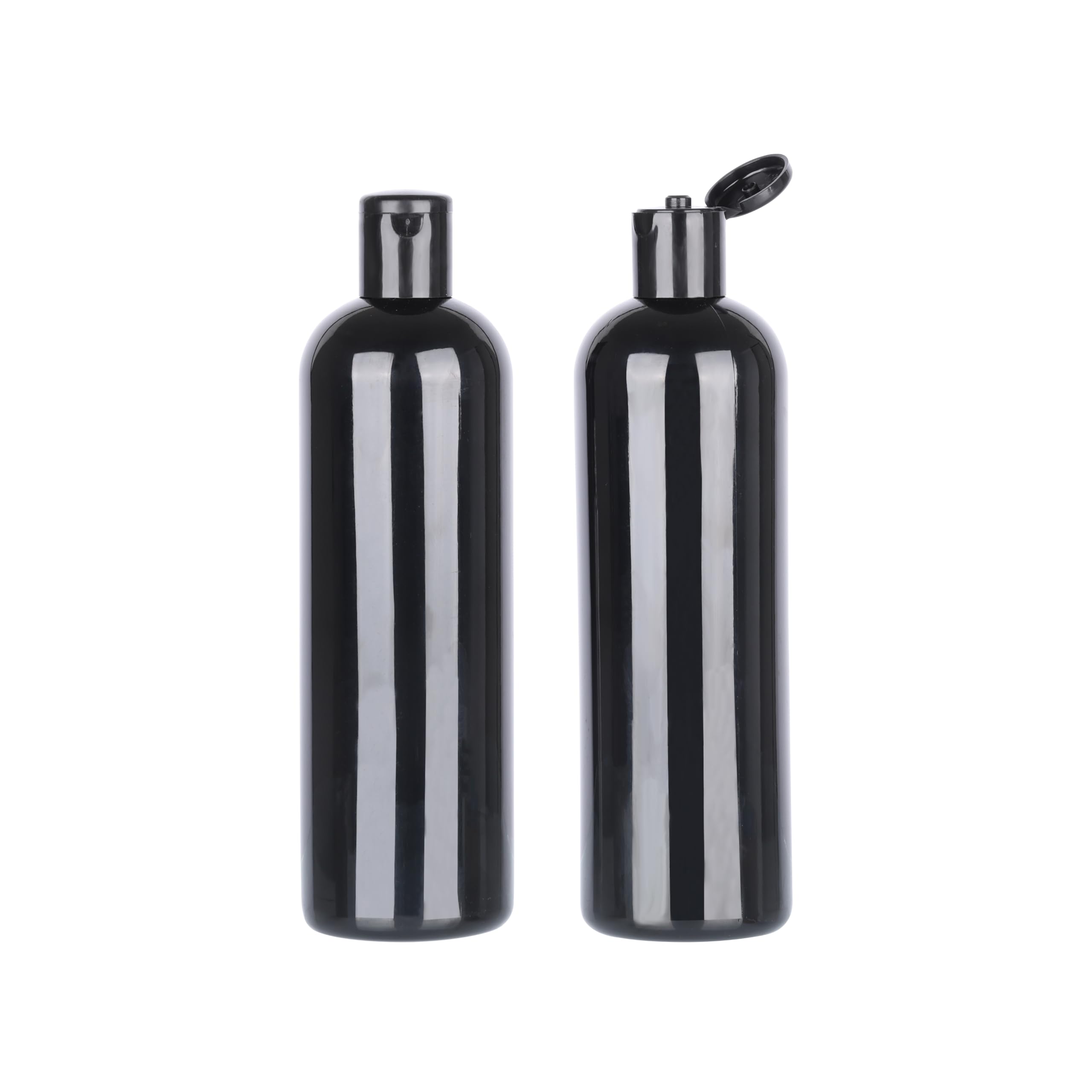 Happy Packaging 500ml Black Empty PET/Plastic Round Bottles With Black Flip Top Cap and For Hair Oil,Massage Oil, Lotions, Shampoo | Refillable | Reusable-Pack of 12-image-39