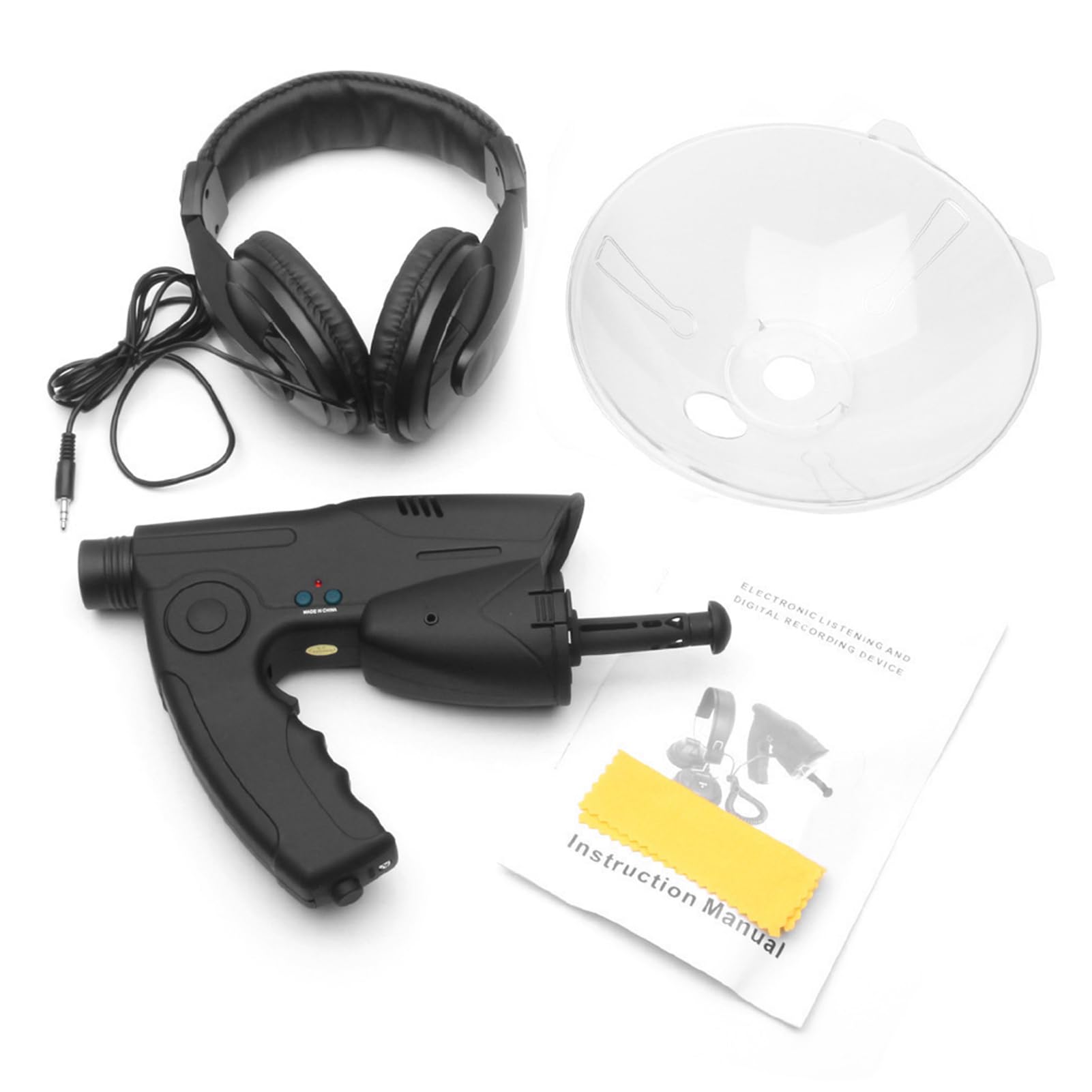 Walmeck 8X Monoculaire Parabolique Sound Collection Plat Amplificateur de Son Casque pour L'observation des Oiseaux et L'écoute en Plein Air