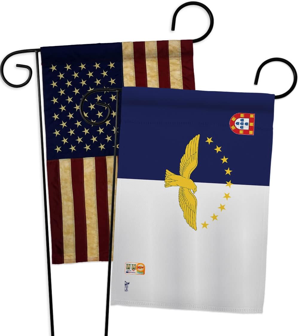 Azores Garden Flags Pack Regional Nationality Nation International World Country Particular Area USA Vintage Applique Small Decorative Gift Yard House Banner Made In 13 X 18.5